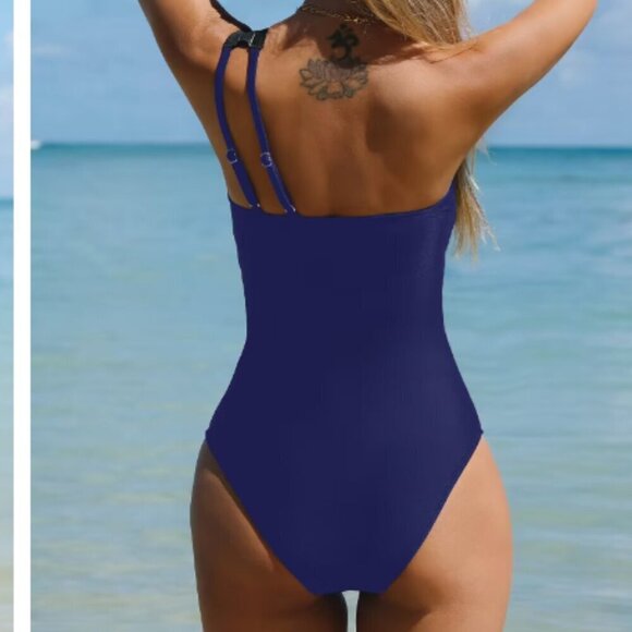 Cupshe Blue One Shoulder One Piece Swimsuit Women's Size Extra Small XS NWT - Picture 8 of 8